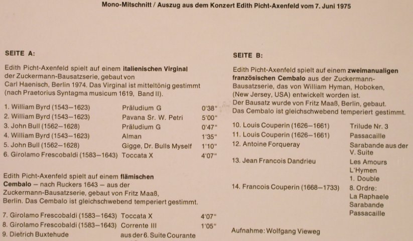 V.A.Zuckermann-Cembalo-Seminar: Mono-Mitschnitt, (), D, m-/vg+, 1975 - LP - L6137 - 9,00 Euro