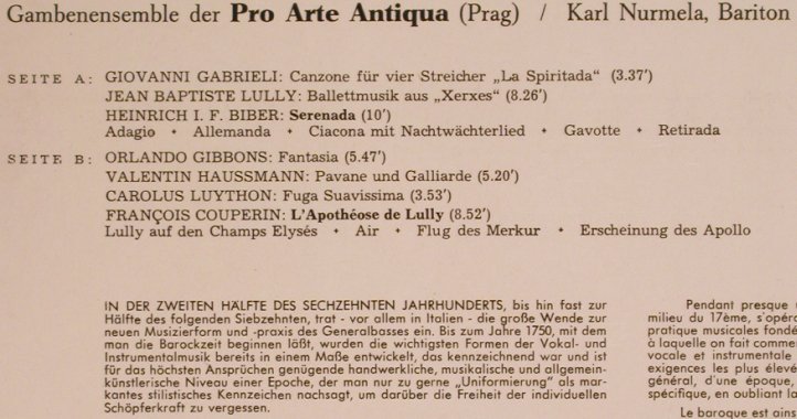 V.A.Gamben-Musik: aus Barock und Renaissance, Amadeo (AVRS 6216), A Typ: LP Best.-Nr.: L6139 Preis: 6,00 Euro