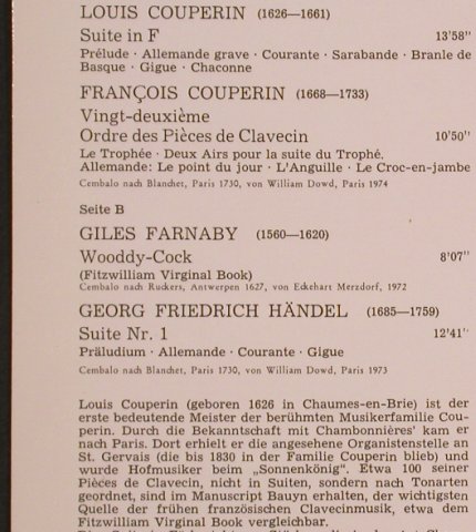 Farnaby,Giles /Couperin/Händel: Cembalomusik von, FSM Toccata (FSM 43 606 toc), D Typ: LP Best.-Nr.: L6149 Preis: 7,50 Euro