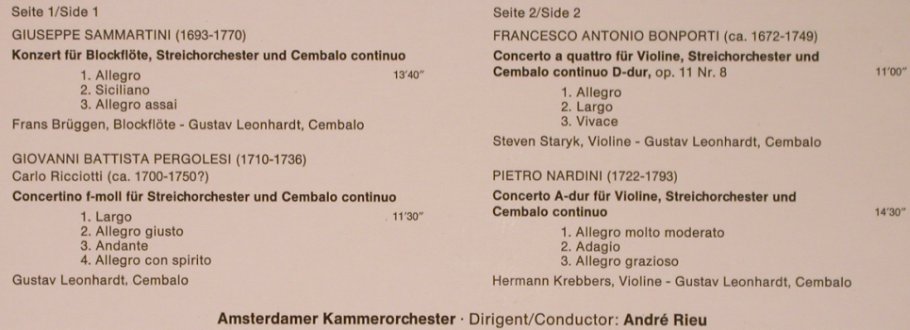 Sammartini/Pergolesi/Bonporti/Nardi: Italienische Meister, Telefunken (NT 697), D, 1962 Typ: LP Best.-Nr.: L6159 Preis: 5,00 Euro