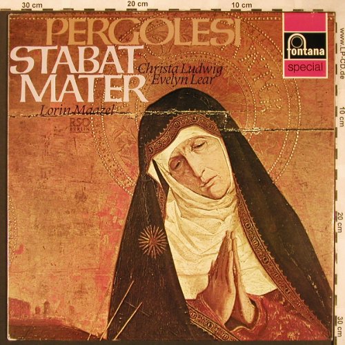 Pergolesi,Giovanni Battista: Stabat Mater, Fontana (6540 045), NL Typ: LP Best.-Nr.: L6161 Preis: 6,00 Euro