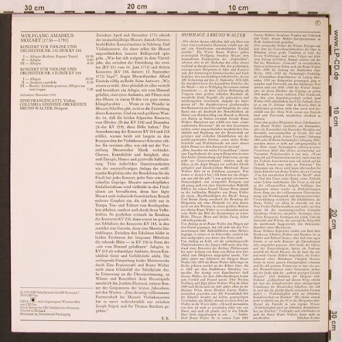 Mozart,Wolfgang Amadeus: Konzert für Violine u.Orch.Nr.3, CBS(61 503), D, 1976 - LP - L6182 - 6,00 Euro