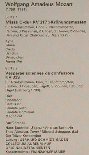 Mozart,Wolfgang Amadeus: Krönungsmesse/Vesperae Solennes, Orbis(63 502), D,  - LP - L6259 - 4,00 Euro