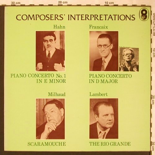 V.A.Composers Interpretation: Hahn,Francais,Milhaud,Lambert, World Records,stoc(SH 227), UK,  - LP - L6274 - 5,00 Euro