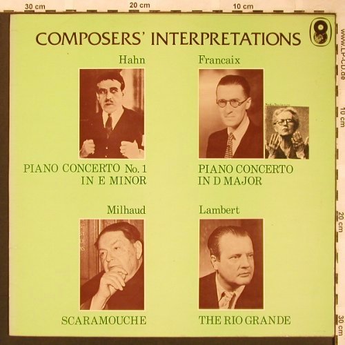 V.A.Composers Interpretation: Hahn,Francais,Milhaud,Lambert, World Records,stoc (SH 227), UK Typ: LP Best.-Nr.: L6274 Preis: 5,00 Euro