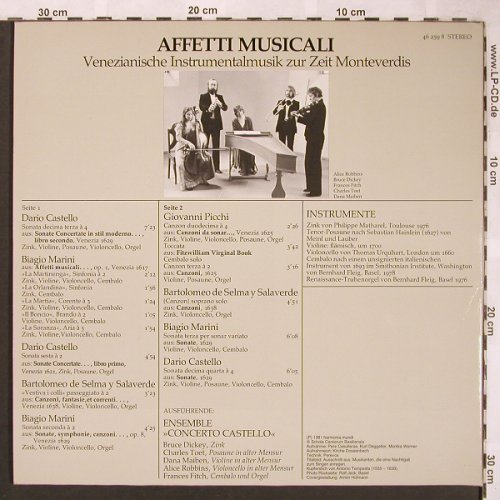 V.A.Affetti Musicali: Venezianische Instrumental Musik, Harmonia Mundi (46 259 8), D, 1983 Typ: LP Best.-Nr.: L6278 Preis: 5,00 Euro