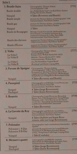 V.A.Historische Tänze: Von der Volte zum Galopp, 18 Tr., Wergo/Schott (WER 3005), D, 1979 Typ: LP Best.-Nr.: L6282 Preis: 7,50 Euro