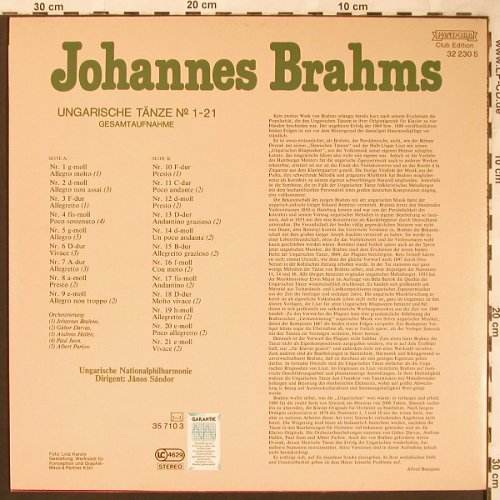 Brahms,Johannes: Ungarische Tänze No.1-21,Club Ed., Pandora(32 230 5), D, 1981 - LP - L6304 - 4,00 Euro