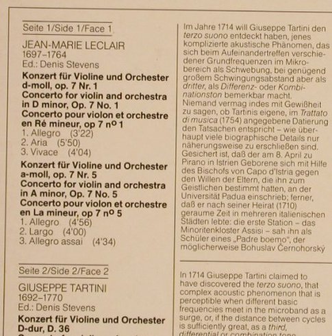 Leclair,Jean-Marie / Tartini: Violinkonzerte, EMI(14-3644-1), D, 1984 - LP - L6370 - 7,50 Euro