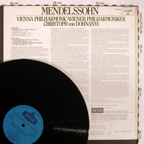 Mendelssohn Bartholdy,Felix: Sinfonie Nr.4/Hebriden, Decca(SXDL 7500), UK, 1979 - LP - L6420 - 7,50 Euro