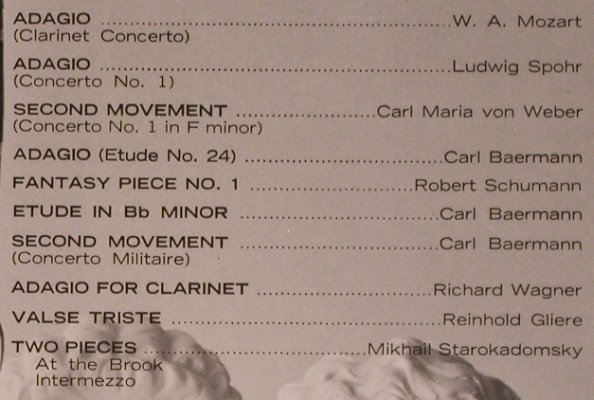 V.A.Solos for the Clarinet Player: piano accompaniments to,Franz Bauer, Music Minus One(116), US,  - 2LP - L6430 - 6,00 Euro
