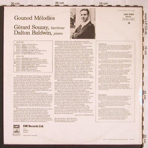 Gounod,Charles: Melodies, woc,stoc, His Masters Voice(ASD 3083), UK, 1974 - LP - L6439 - 5,00 Euro