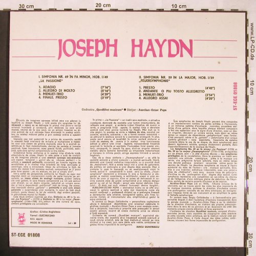 Haydn,Joseph: Simfonia Nr.49 La Passione, Nr.59, Electrecord (ST-ECE 01808), RO, 1977 Typ: LP Best.-Nr.: L6450 Preis: 14,00 Euro