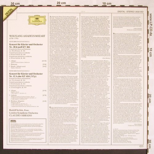 Mozart,Wolfgang Amadeus: Piano Concertos Nos.20&12-kv466,414, Deutsche Gramophon (2532 053), D, m-/vg+, 1982 Typ: LP Best.-Nr.: L6486 Preis: 5,00 Euro