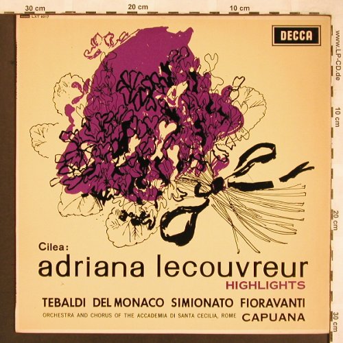 Cilea,Francesco: Adriana Lecouvreur-Highlights, Decca,Sample-Stol,stoc (LXT 6017), UK mono Typ: LP Best.-Nr.: L6506 Preis: 6,00 Euro
