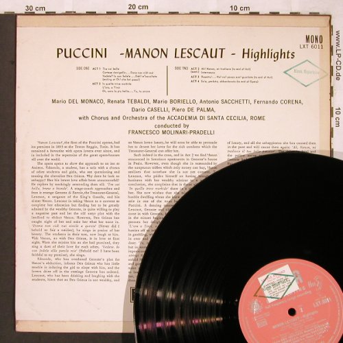 Puccini,Giacomo: Manon Lescaut -Highlights, Decca, Sample-Stol,stoc(LXT 6011), UK mono,  - LP - L6508 - 6,00 Euro