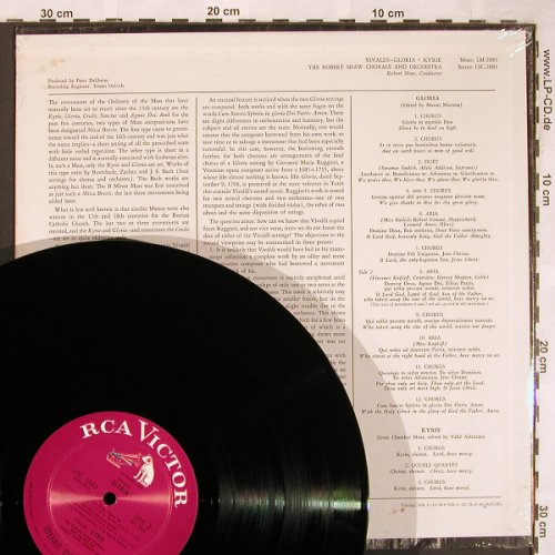 Vivaldi,Antonio: Gloria / Kyrie, RCA(LSC-2883), US, 1966 - LP - L6519 - 7,50 Euro