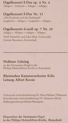 Händel,Georg Friedrich: Orgelkonzerte Nr.4,10 & 13, Christophorus(SCGLX 73 786), D,  - LP - L6563 - 6,00 Euro