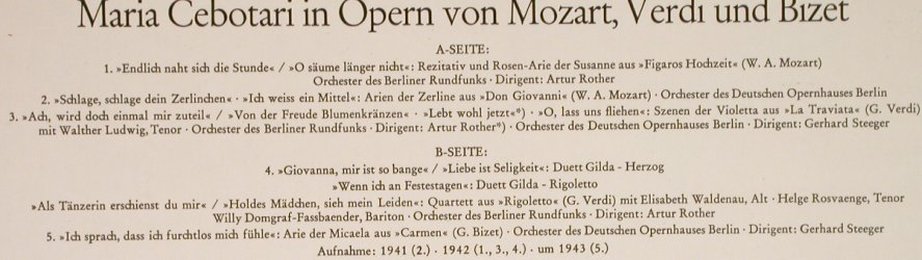 Cebotari,Maria: In Opern von Mozart,Verdi und Bizet, Heliodor(88 016), D,  - LP - L6573 - 6,00 Euro