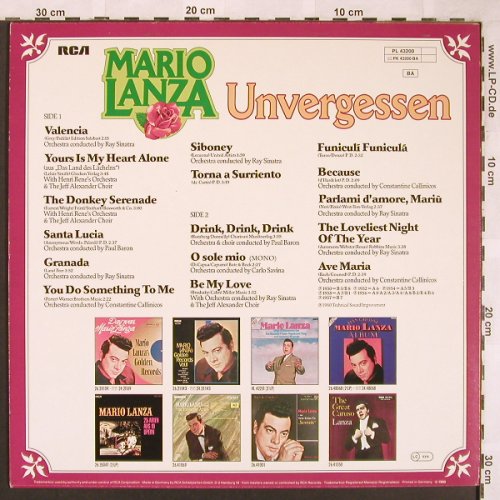 Lanza,Mario: Unvergessen, RCA(PL 43200), D, 1980 - LP - L6609 - 5,00 Euro