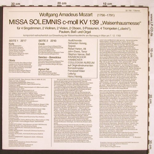 Mozart,Wolfgang Amadeus: Missa Solemnis c-moll KV 139, Orbis (32 700 7), D, 1981 Typ: LP Best.-Nr.: L6634 Preis: 6,00 Euro