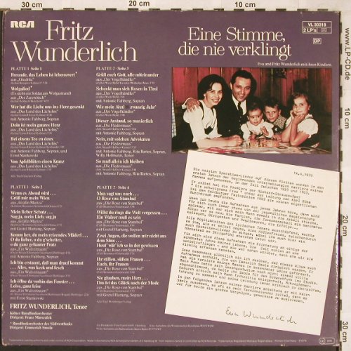 Wunderlich,Fritz: Eine Stimme die nie verklingt,Foc, RCA Victrola(VL 30318), D, 1979 - 2LP - L6645 - 7,50 Euro