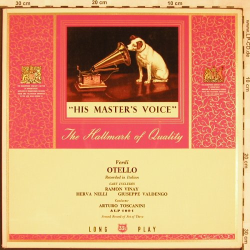 Verdi,Giuseppe: Othello, Rec. 2 Of 3, Foc, His Masters Voice (ALP 1091), UK Typ: LP Best.-Nr.: L6646 Preis: 6,00 Euro