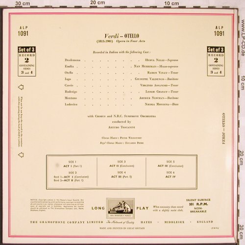 Verdi,Giuseppe: Othello, Rec. 2 Of 3, Foc, His Masters Voice (ALP 1091), UK Typ: LP Best.-Nr.: L6646 Preis: 6,00 Euro