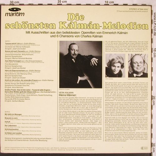 Kalman,Emmerich / Charles Kalman: Die Schönsten K.-Melodien, Maritim(47 844 XAU), D, 1977 - LP - L6651 - 5,00 Euro