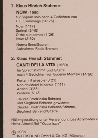Stahmer,Klaus Hinrich: Transformationen, Proviva(ISPV 113), D, 1984 - LP - L6660 - 14,00 Euro