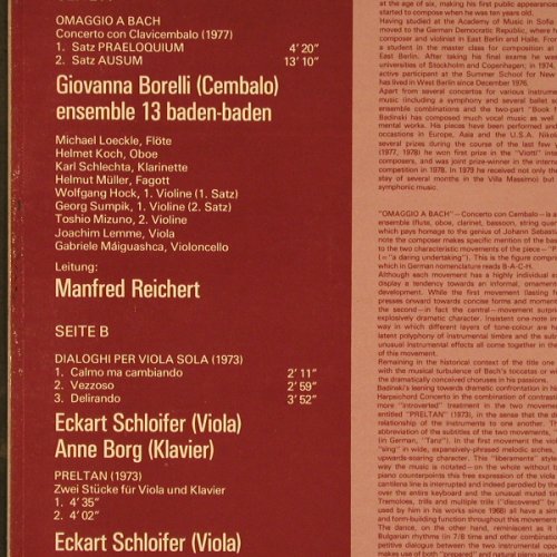 Badinski,Nikolai: Omaggio A Bach/Dialoghi Per Viola S, Proviva(ISPV 103), D, 1980 - LP - L6662 - 12,50 Euro