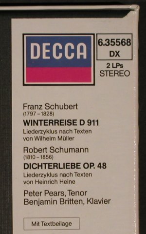 Schubert,Franz / Robert Schumann: Winterreise/Dichterliebe(1965), Box, Decca (6.35568 DX), D, 1982 Typ: 2LP Best.-Nr.: L6686 Preis: 7,50 Euro
