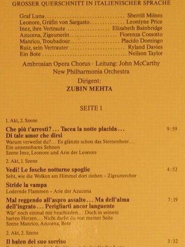 Verdi,Giuseppe: Der Troubadour-Gr.Quers. ital., Sonocord/RCA(26 096-8), D, 1971 - LP - L6698 - 4,00 Euro