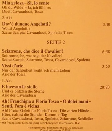 Puccini,Giacomo: Tosca, Gr.Querschnitt ital., D.Gr. Galleria(26 259-2), D, 1980 - LP - L6706 - 4,00 Euro