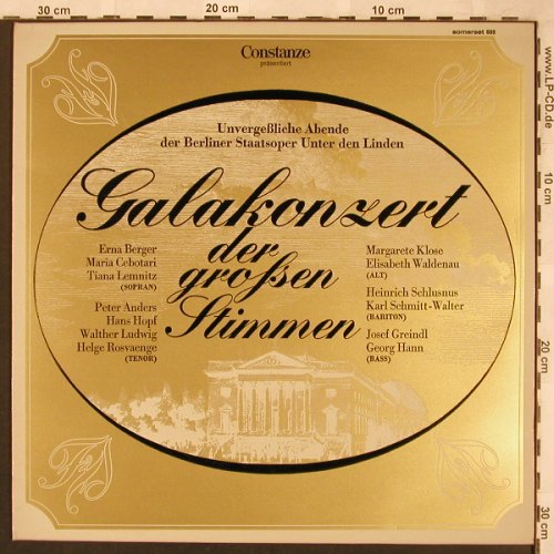 V.A.Galakonzert der großen Stimmen: Georg Hann,Peter Anders, Cebotari.., Somerset(689), D,  - LP - L6709 - 6,00 Euro