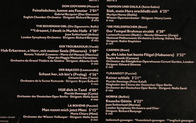 V.A.10 Opern-Hits mit 11 Weltstars: Vol. 2-Domindo,Horne..Monaco, Decca (6.42380), D Typ: LP Best.-Nr.: L6722 Preis: 4,00 Euro