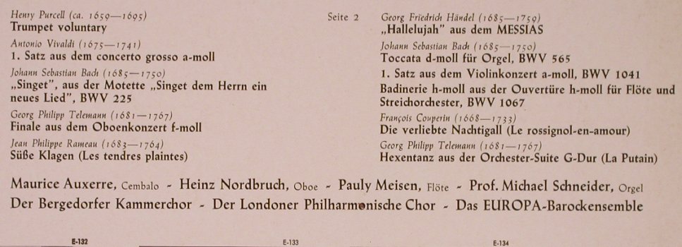 V.A.Unvergängliche Barockmusik: Händel, Bach, Vivaldi, Telemann...., Europa(E 138), D,  - LP - L6725 - 4,00 Euro