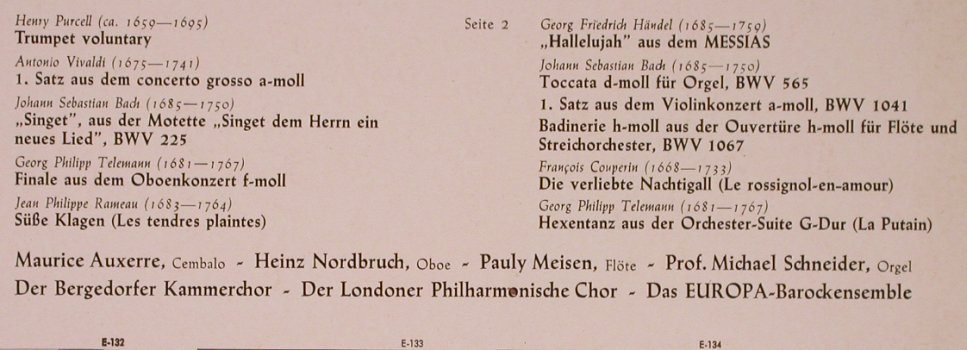 V.A.Unvergängliche Barockmusik: Hndel, Bach, Vivaldi, Telemann...., Europa(E 138), D,  - LP - L6725 - 4,00 Euro