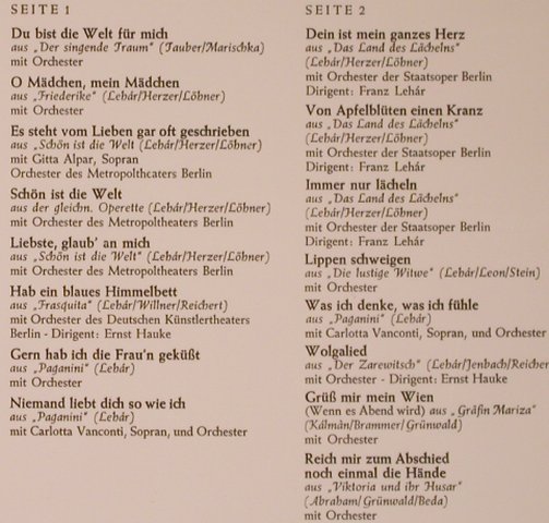 Tauber,Richard: Dein ist mein ganzes Herz, Deutscher SchallplattenC(E 044), D,  - LP - L6749 - 6,00 Euro