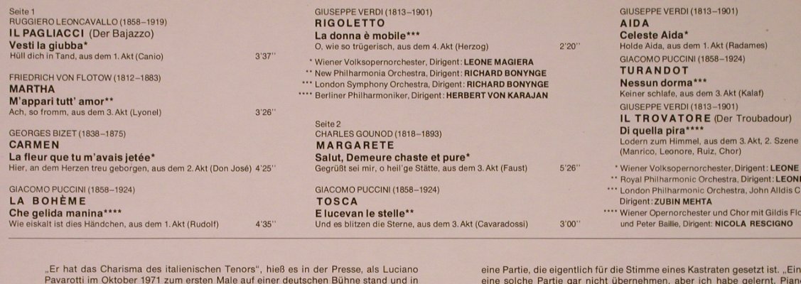Pavarotti,Luciano: Tenorarien, Decca (6.41501 AZ), D, 1974 Typ: LP Best.-Nr.: L6751 Preis: 5,00 Euro