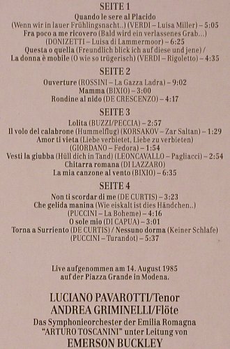Pavarotti,Luciano: In Concert, Foc, Interphon (CIME 50.10301), I Typ: 2LP Best.-Nr.: L6760 Preis: 6,00 Euro