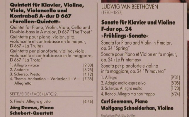 Schubert,Franz / Beethoven: Forellen-Quintett A-dur,d667/ op.24, D.Gr. Focus(419 660-1), D, 1987 - LP - L6783 - 5,00 Euro