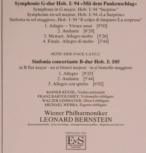 Haydn,Joseph: Symphonie Nr.94 - Paukenschlag, D.Gr. (419 233-1), D, m-/vg+, 1986 Typ: LP Best.-Nr.: L6791 Preis: 5,00 Euro