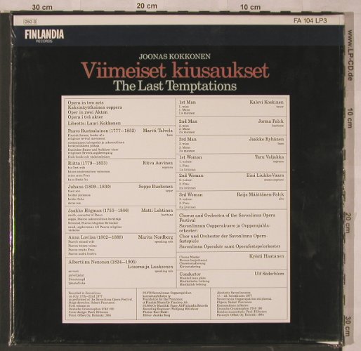 Kokkonen,Joonas: The Last Temptations, Box, FS-New, Finnlandia (FA 104 LP3), SF, 1984 Typ: 3LP Best.-Nr.: L6805 Preis: 30,00 Euro