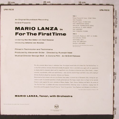 Lanza,Mario: For The First Time - Soundtrack, RCA(LPM-9838), D, 1958 - LP - L6833 - 12,50 Euro