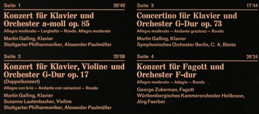 Hummel,Johann Nepomuk: 2 Klavierkonzerte/Doppelkonzert/Fag, FSM (FSM 33 041/42), D Typ: 2LP Best.-Nr.: L6837 Preis: 9,00 Euro