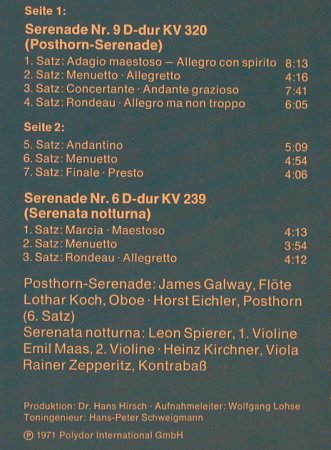 Mozart,Wolfgang Amadeus: Posthorn-Serenade KV 320, KV 239, D.Gr. (SFGLP 78 348), D,Club Ed., 1971 Typ: LP Best.-Nr.: L6858 Preis: 7,50 Euro
