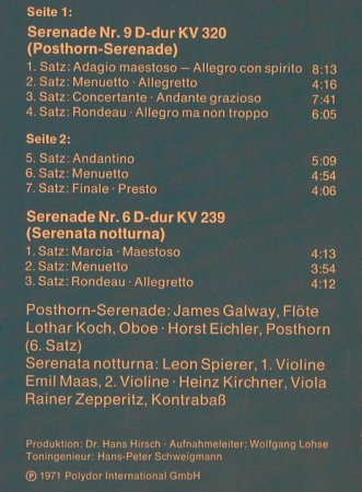 Mozart,Wolfgang Amadeus: Posthorn-Serenade KV 320, KV 239, D.Gr.(SFGLP 78 348), D,Club Ed., 1971 - LP - L6858 - 7,50 Euro