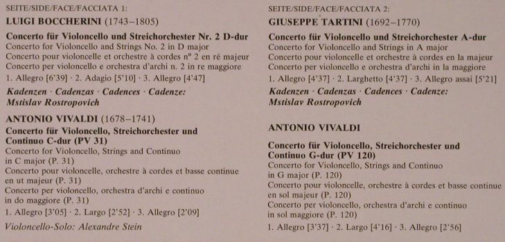Rostropovich,Mstislav: Cellokonzerte-Vivaldi,Tartini,Bocch, Deutsche Grammophon(2530 974), D, 1978 - LP - L6863 - 12,50 Euro