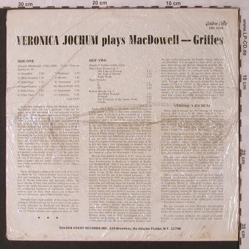 Jochum,Veronika: plays comp.of E.A.MacDowell,Griffes, Golden Crest (CRS 4168), US,FS-New, 1977 Typ: LP Best.-Nr.: L6874 Preis: 35,00 Euro